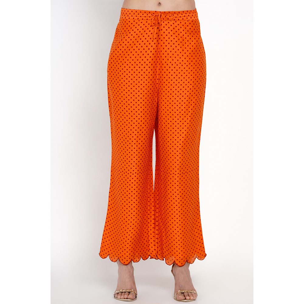 Label Earthen Banarasi Kesar Embroidered Kurta Pant with Polka Dupatta (Set of 3)