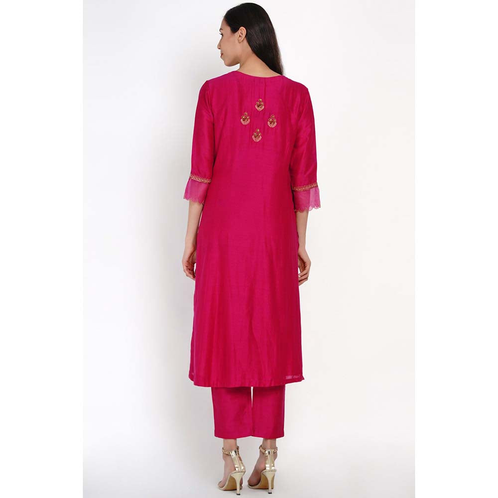 Label Earthen Ratna Phool Pink Kurta Pant with Dupatta (Set of 3)