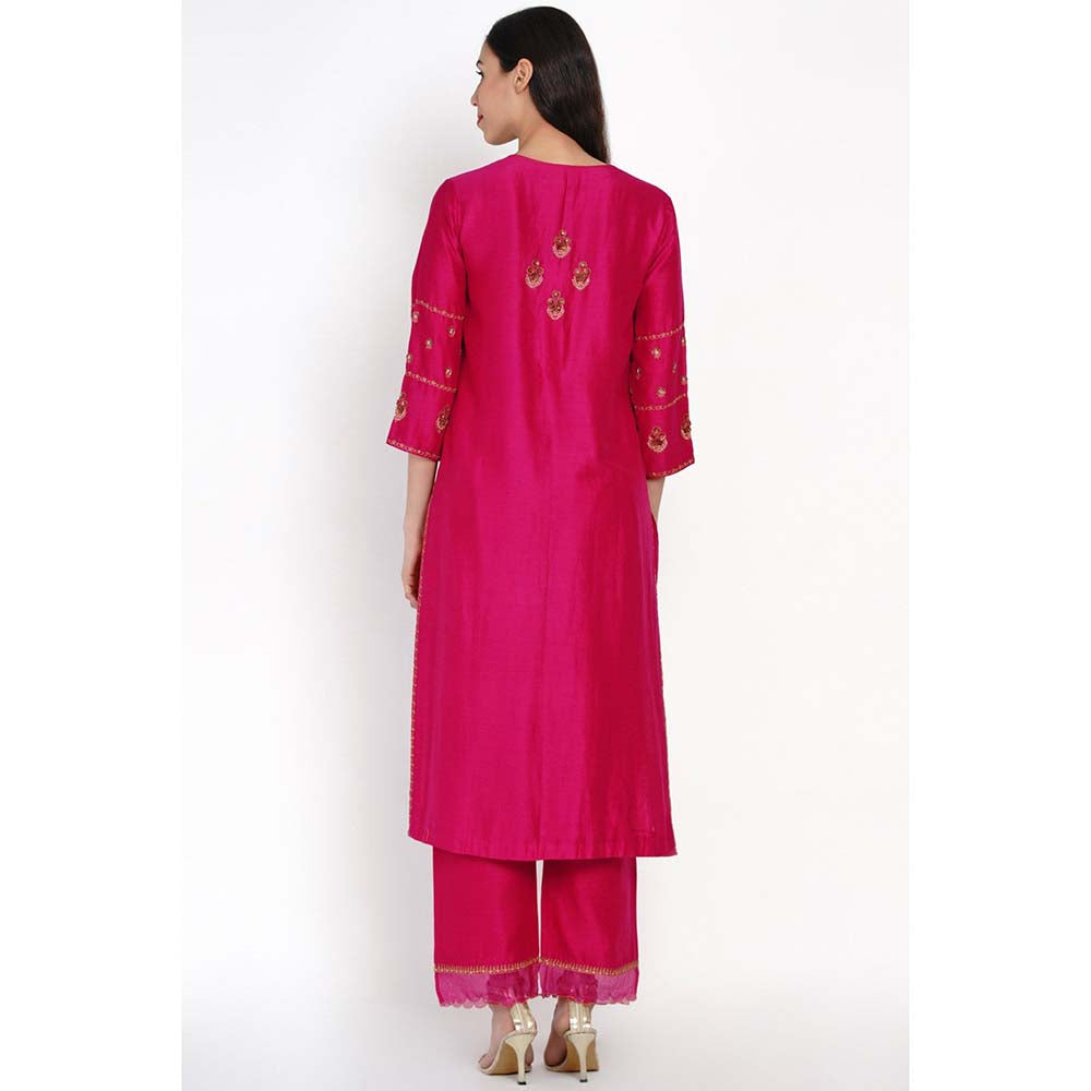 Label Earthen Ratna Gulab Silk Kurta with Pant (Set of 2)