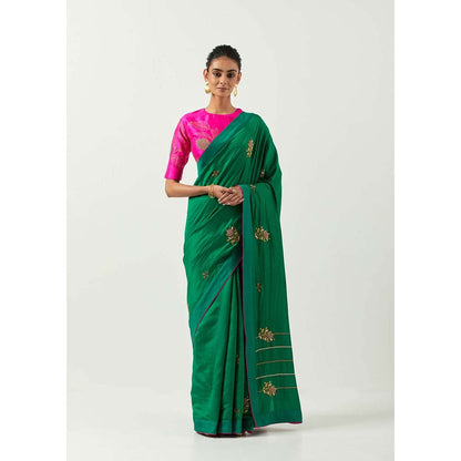 Label Earthen Suraiya Saree with Zardozi Work & Silk with Stitched Blouse