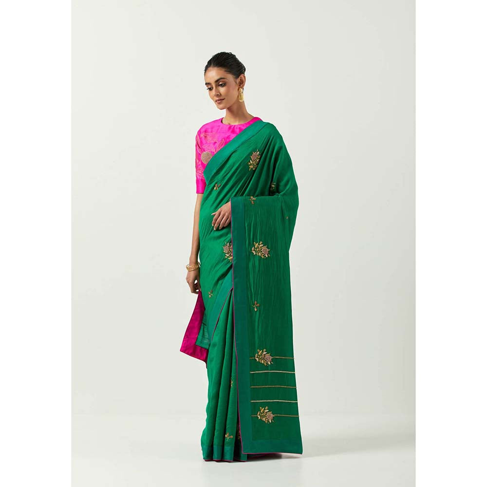 Label Earthen Suraiya Saree with Zardozi Work & Silk with Stitched Blouse
