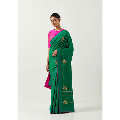 Label Earthen Suraiya Saree with Zardozi Work & Silk with Stitched Blouse