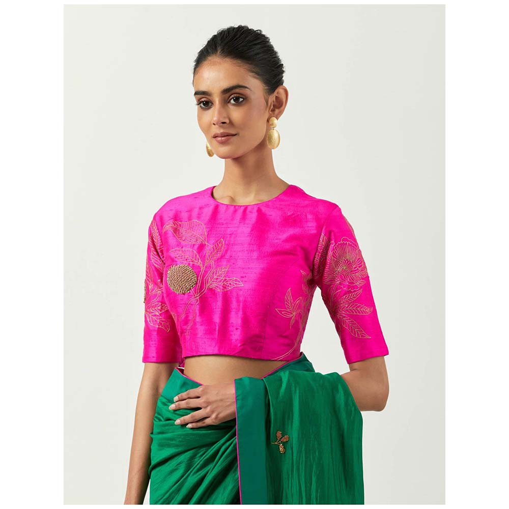 Label Earthen Suraiya Saree with Zardozi Work & Silk with Stitched Blouse
