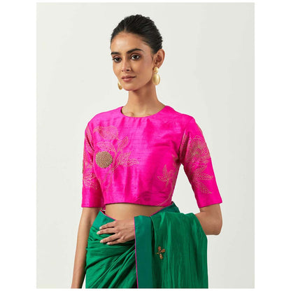 Label Earthen Suraiya Saree with Zardozi Work & Silk with Stitched Blouse