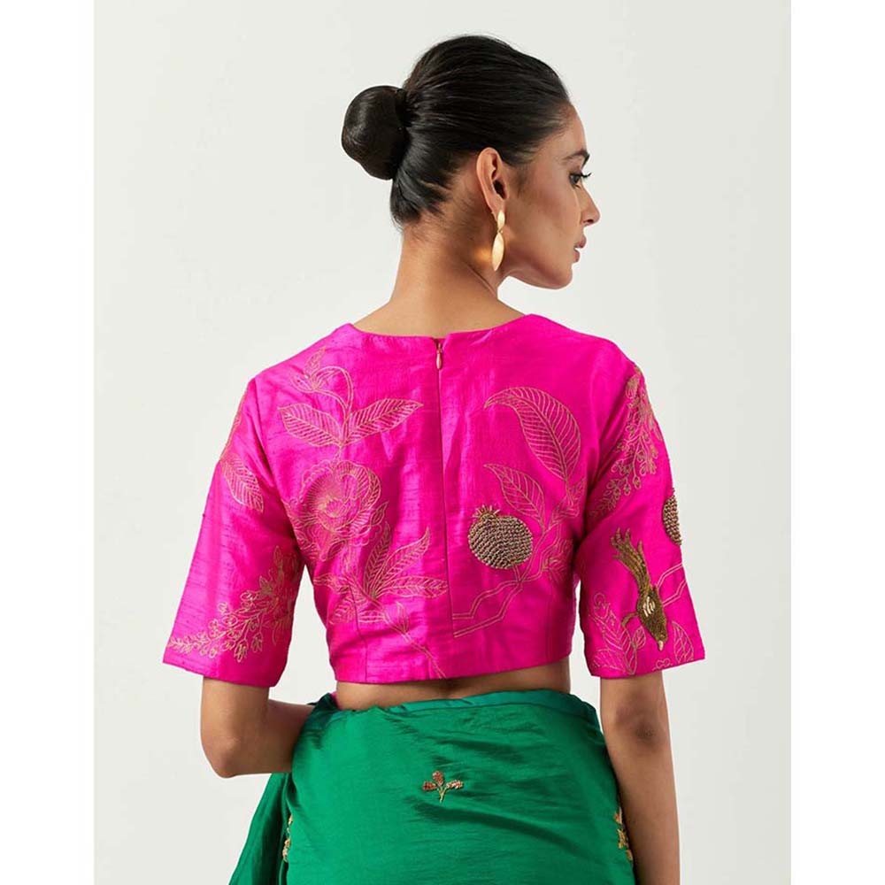 Label Earthen Suraiya Saree with Zardozi Work & Silk with Stitched Blouse