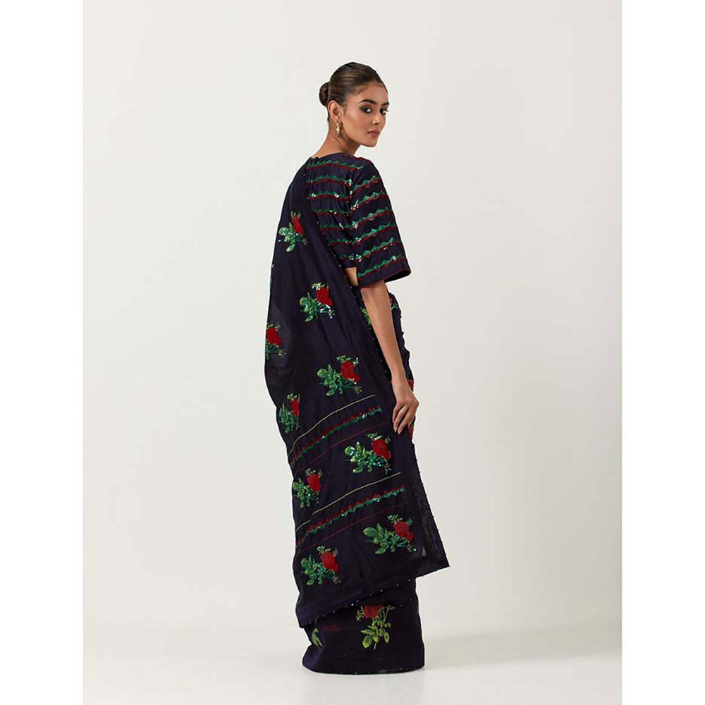 Label Earthen Phool Pathi Saree Dhaari with Sitara with Stitched Blouse