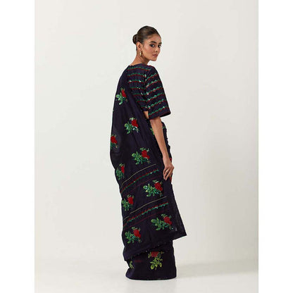 Label Earthen Phool Pathi Saree Dhaari with Sitara with Stitched Blouse