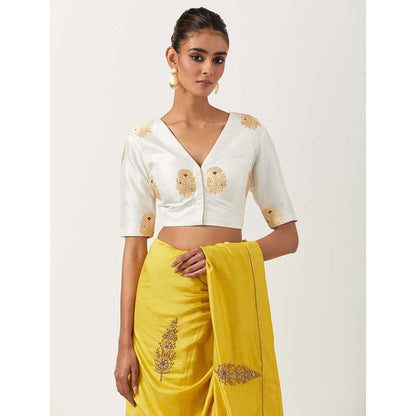 Label Earthen Geeta Saree with Mehar with Stitched Blouse
