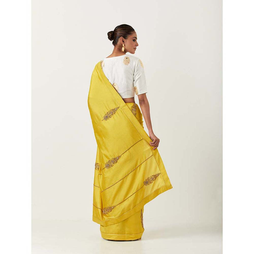 Label Earthen Geeta Saree with Mehar with Stitched Blouse