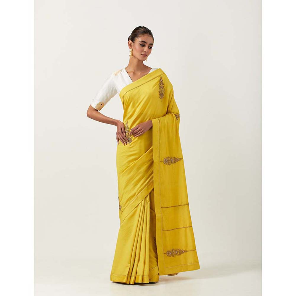 Label Earthen Geeta Saree with Mehar with Stitched Blouse