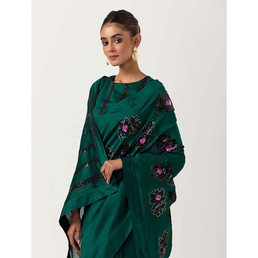 Label Earthen Chameli Saree with Hand Embroidery with Stitched Blouse