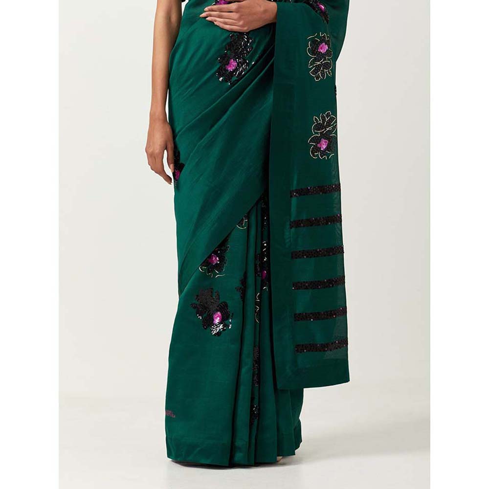 Label Earthen Chameli Saree with Hand Embroidery with Stitched Blouse