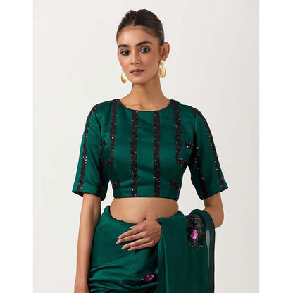 Label Earthen Chameli Saree with Hand Embroidery with Stitched Blouse