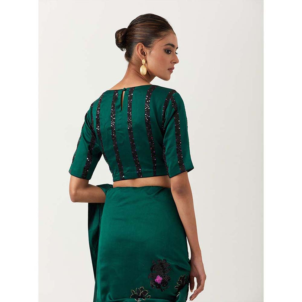 Label Earthen Chameli Saree with Hand Embroidery with Stitched Blouse