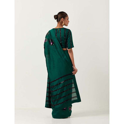 Label Earthen Chameli Saree with Hand Embroidery with Stitched Blouse