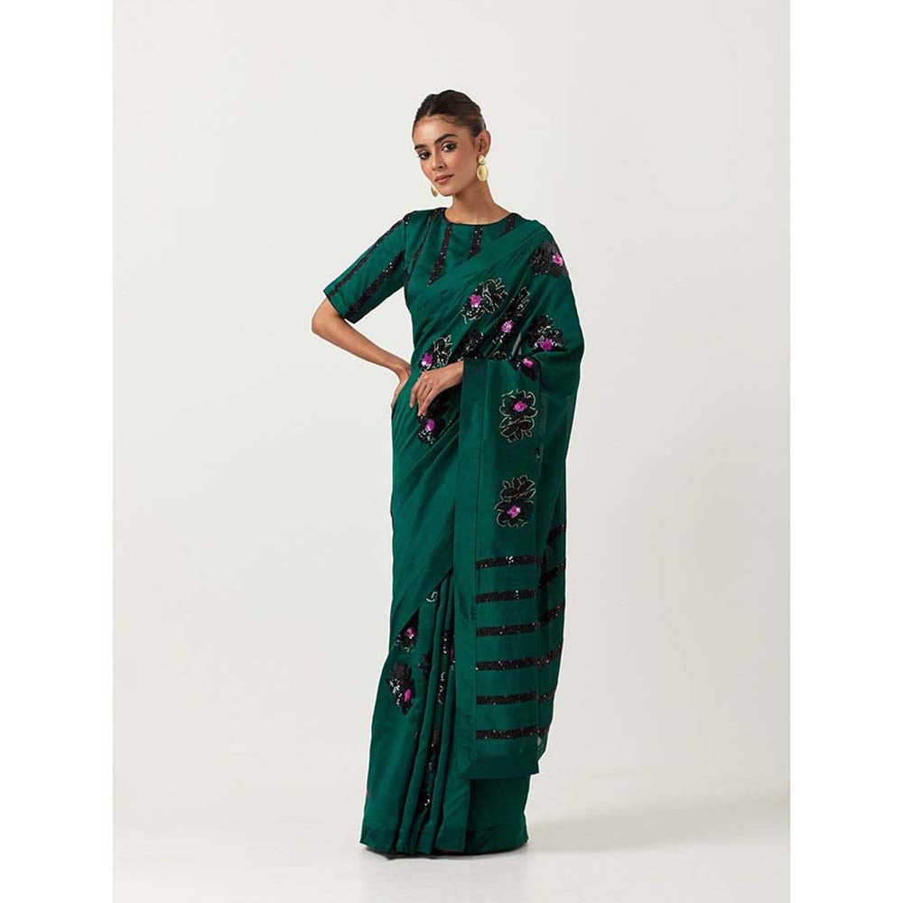 Label Earthen Chameli Saree with Hand Embroidery with Stitched Blouse
