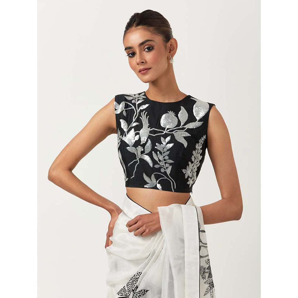Label Earthen Madhu Bala Saree & with Stitched Blouse