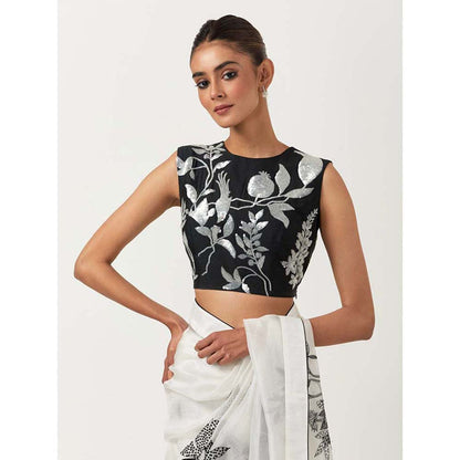 Label Earthen Madhu Bala Saree & with Stitched Blouse