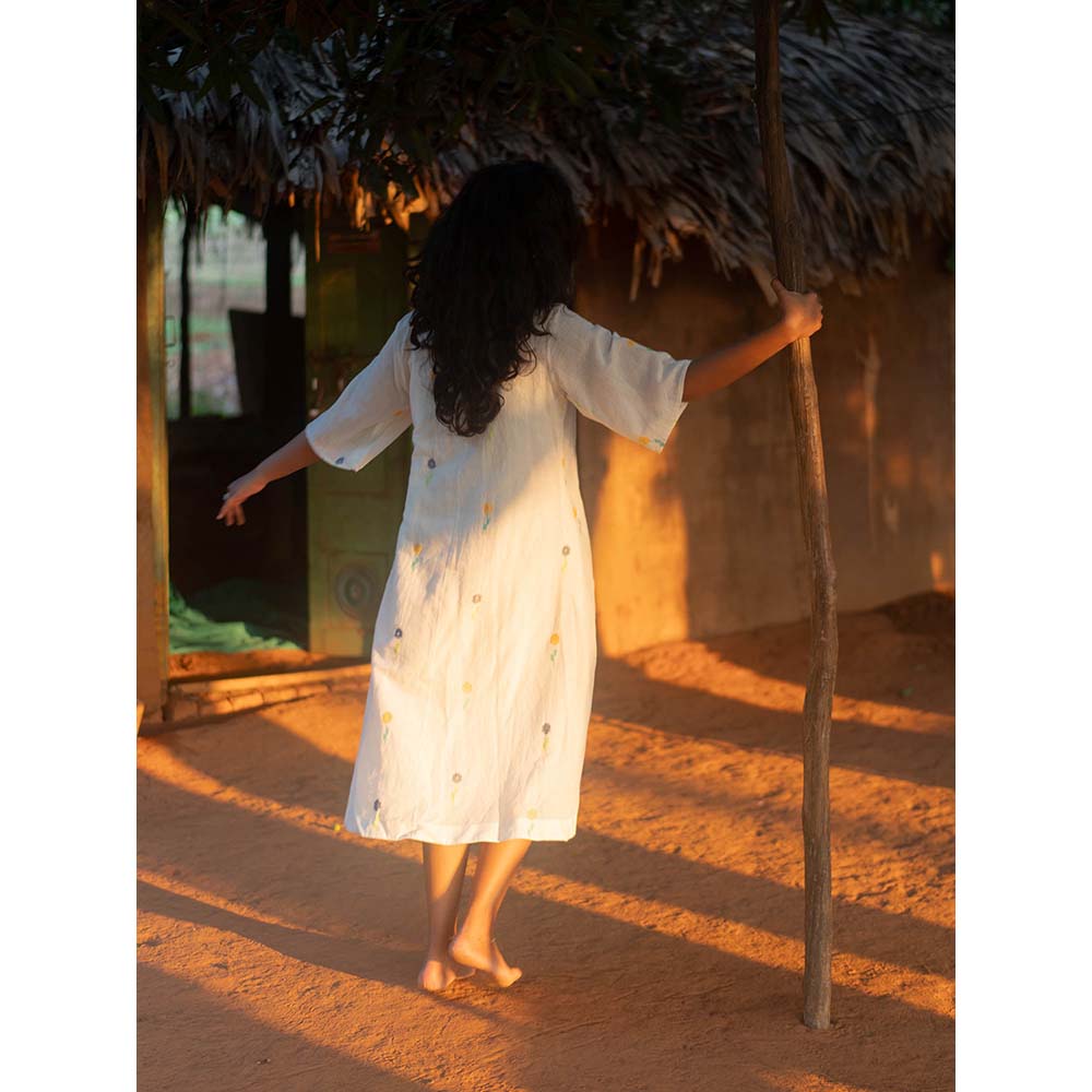 Label Earthen Ivory Embroidery Detailing Dress