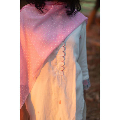 Label Earthen Ivory Hand Embroidery Detailing Kurta and Trouser (Set of 2)