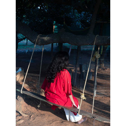 Label Earthen Red Kurta and Trouser (Set of 2)