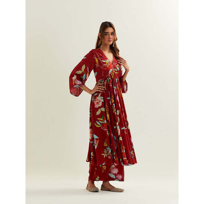 Label Earthen Red Mago Kurta with Pant (Set of 2)
