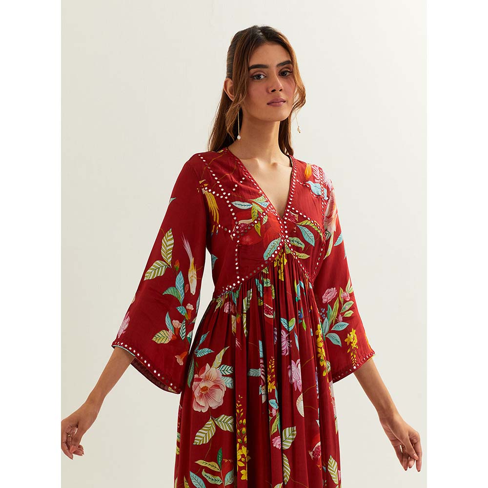 Label Earthen Red Mago Kurta with Pant (Set of 2)