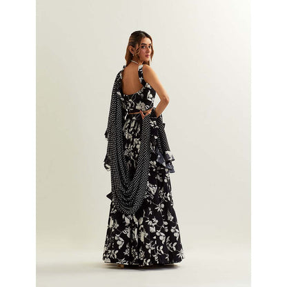 Label Earthen Black Mimosa Skirt with Blouse and Dupatta (Set of 3)
