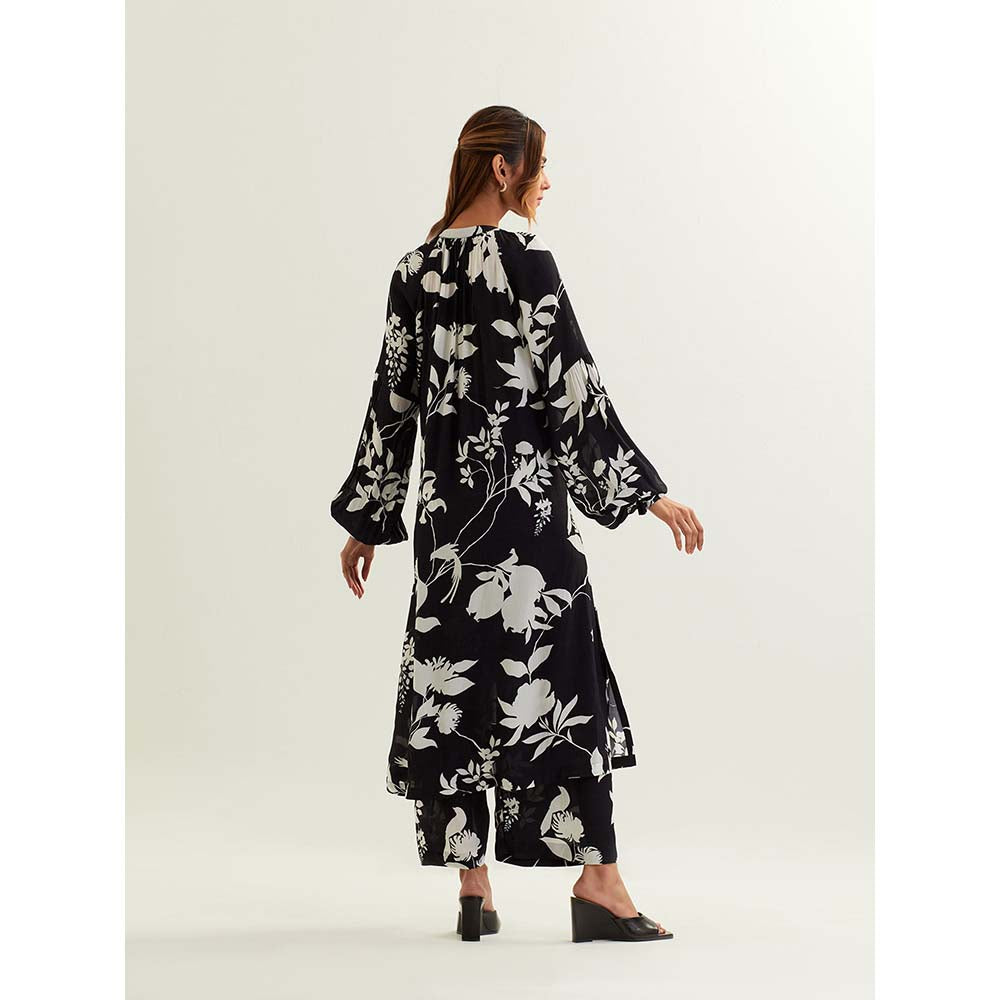 Label Earthen Black Bunda with Kurta and Pant (Set of 2)