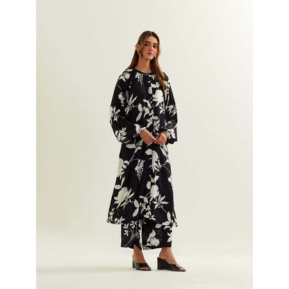 Label Earthen Black Bunda with Kurta and Pant (Set of 2)