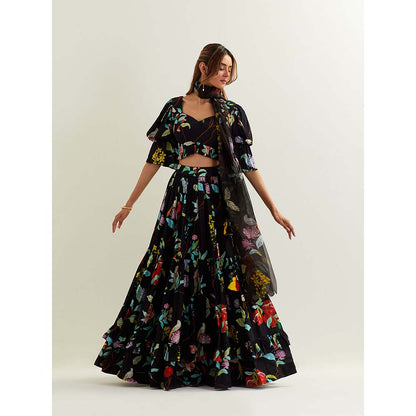 Label Earthen Black Canupus Skirt with Blouse and Dupatta (Set of 3)
