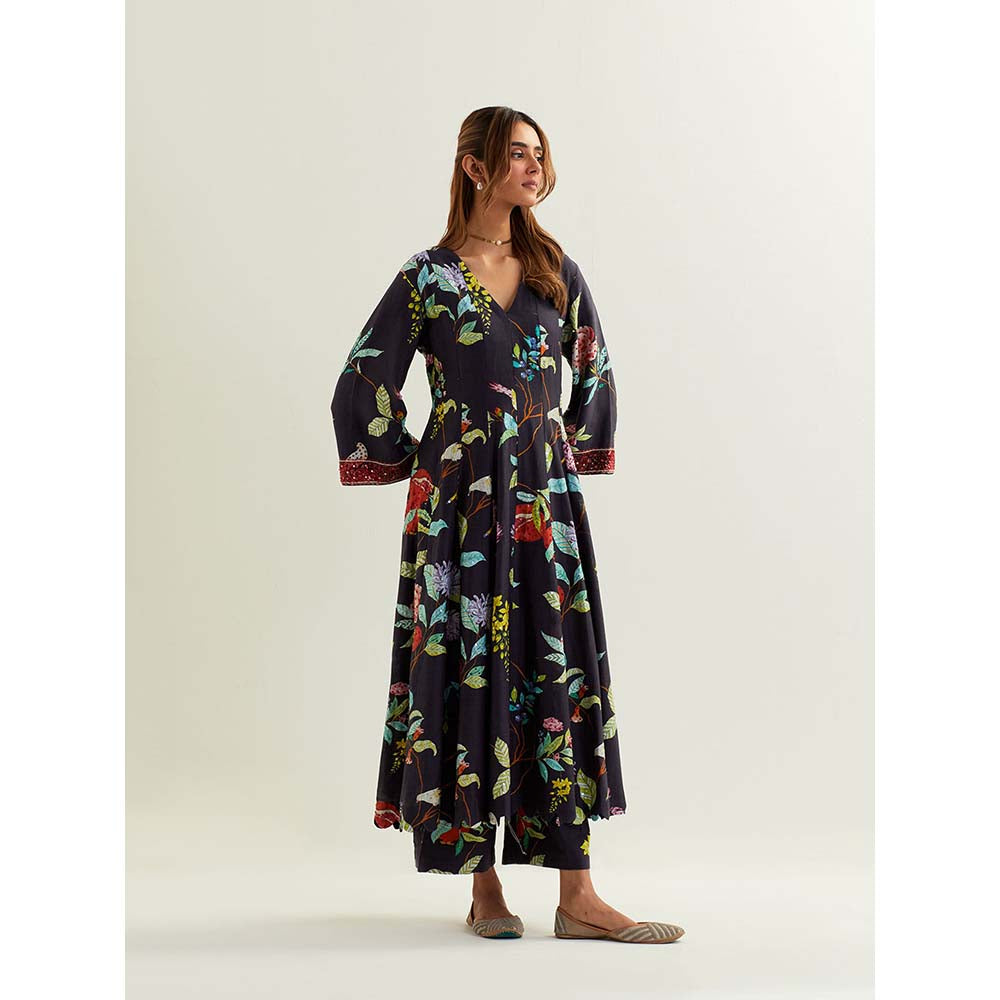 Label Earthen Black Cursa Kurta with Pant (Set of 2)
