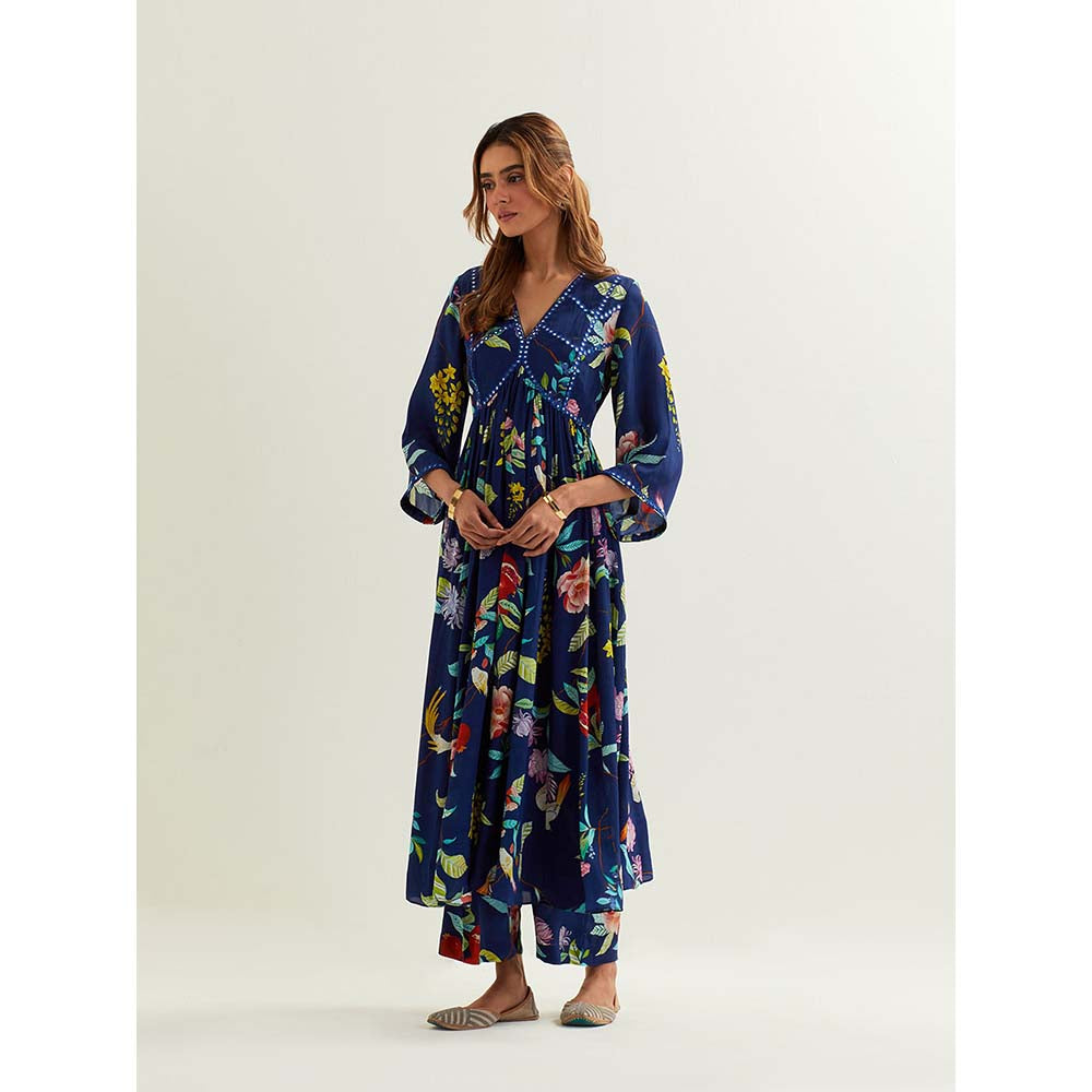 Label Earthen Blue Irena Kurta with Pant (Set of 2)