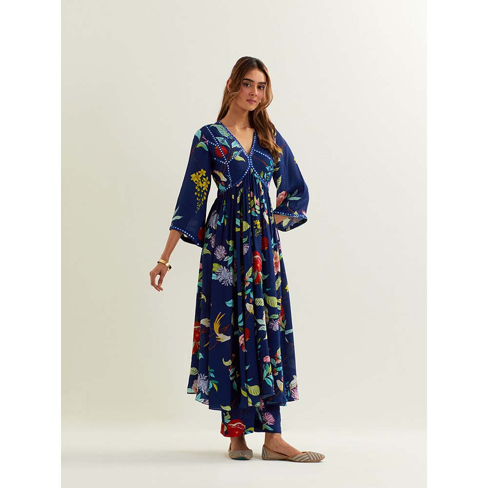 Label Earthen Blue Irena Kurta with Pant (Set of 2)