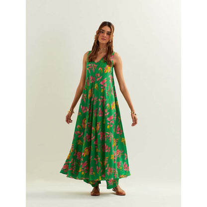 Label Earthen Green Oba Kurta with Pant (Set of 2)