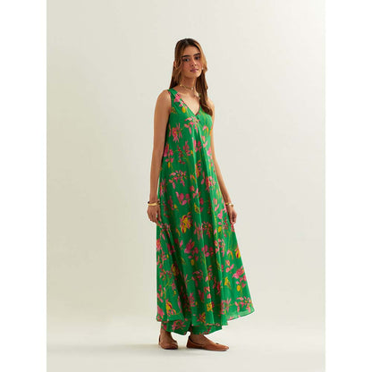 Label Earthen Green Oba Kurta with Pant (Set of 2)