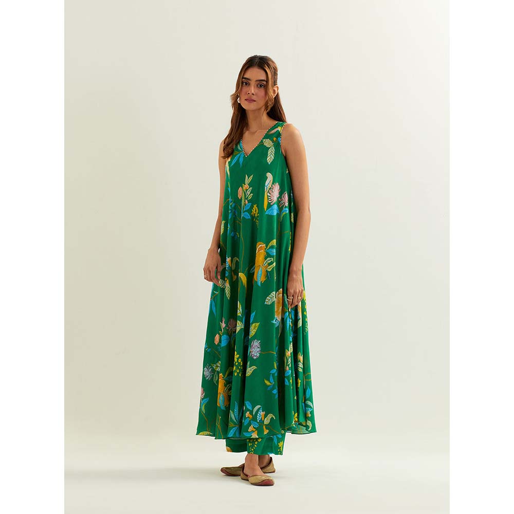 Label Earthen Green Myra Kurta with Pant (Set of 2)