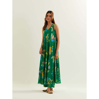 Label Earthen Green Myra Kurta with Pant (Set of 2)