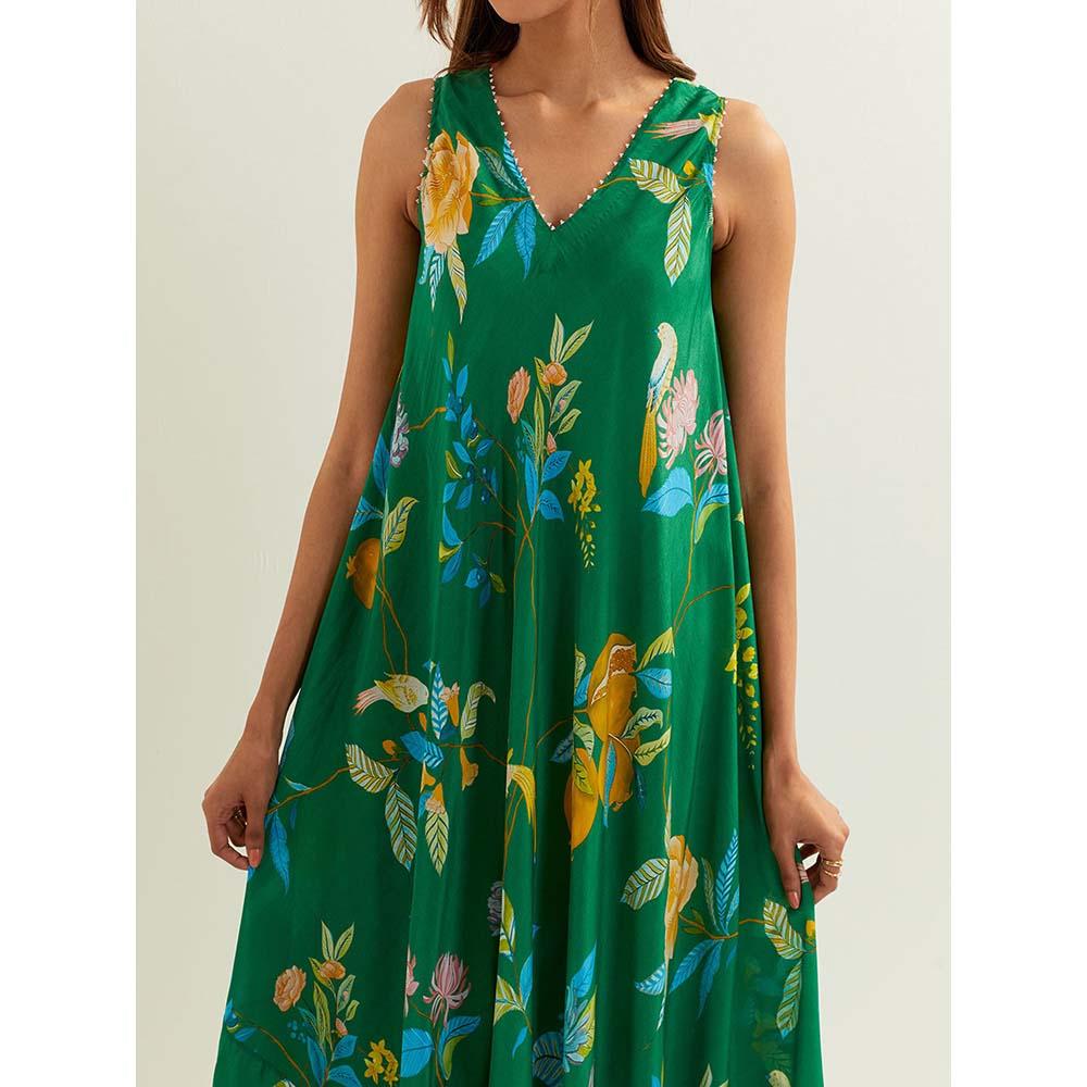 Label Earthen Green Myra Kurta with Pant (Set of 2)