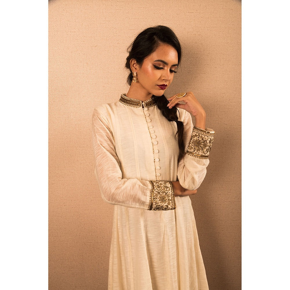 LABEL KIARSH White Chanderi Anarkali Kurta