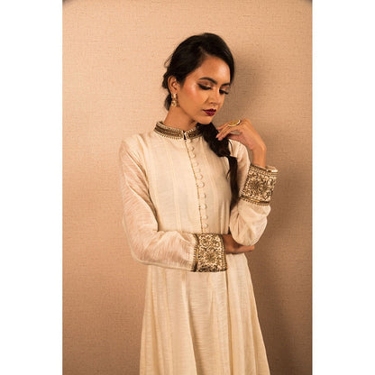 LABEL KIARSH White Chanderi Anarkali Kurta