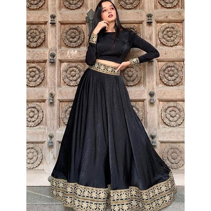LABEL KIARSH Black Lehenga with Choli (Set of 2)