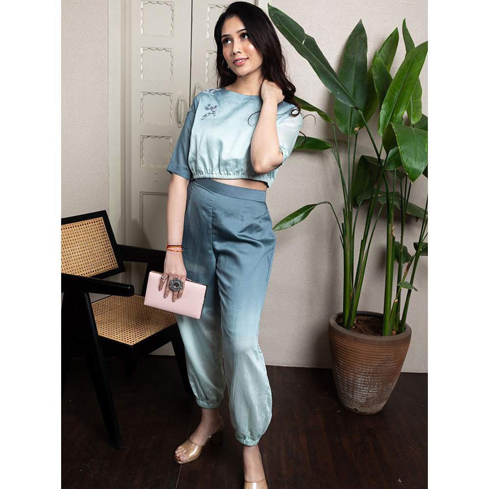 LABEL KIARSH Ombre Ocean Blue Co-Ord (Set of 2)