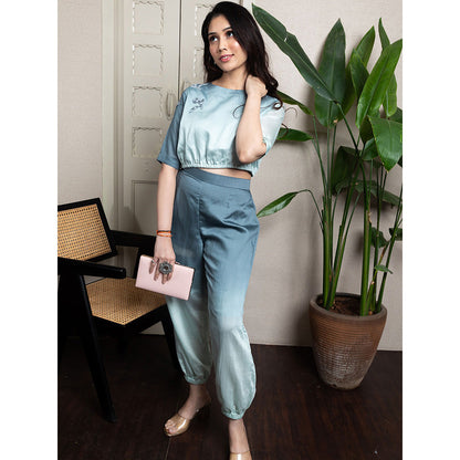 LABEL KIARSH Ombre Ocean Blue Co-Ord (Set of 2)