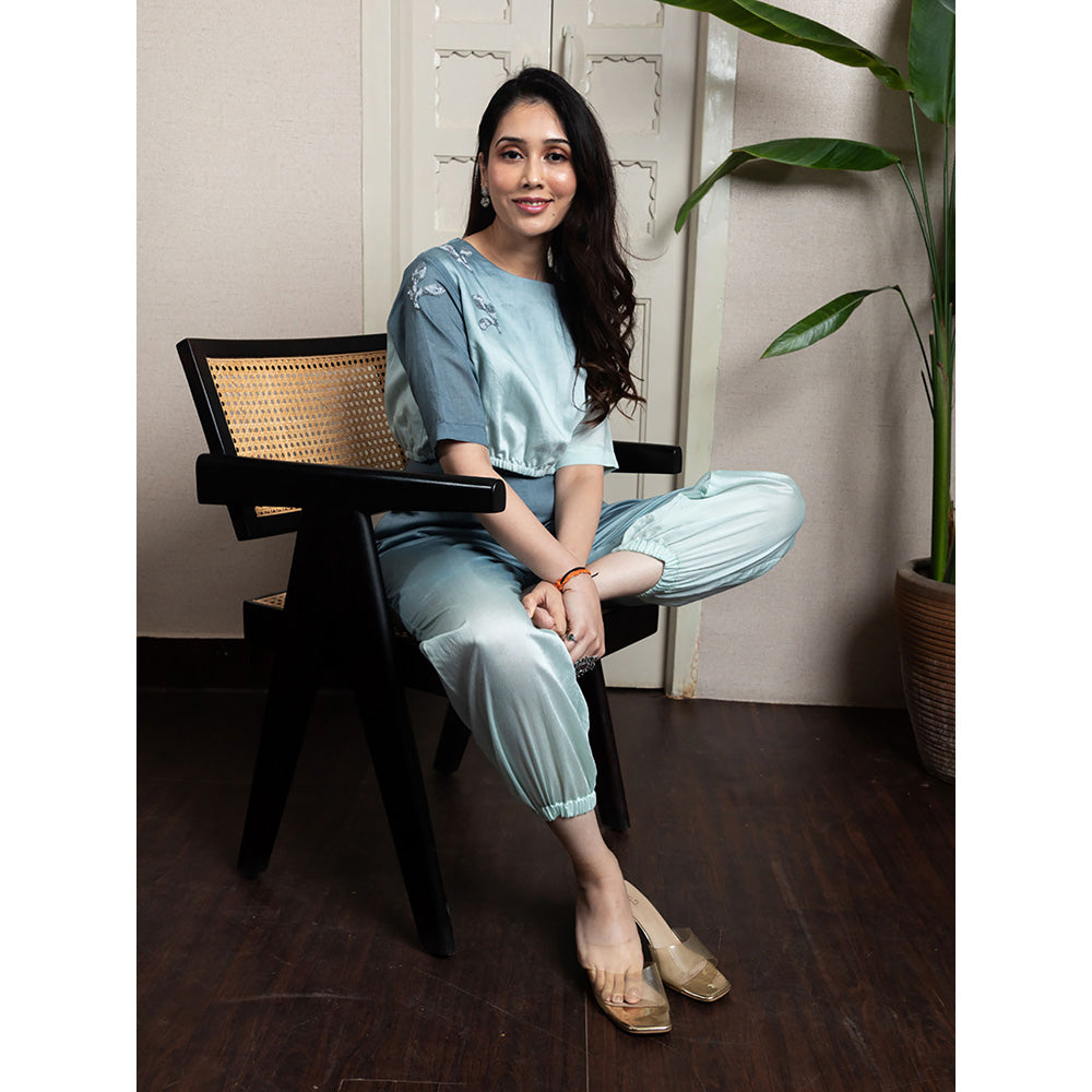LABEL KIARSH Ombre Ocean Blue Co-Ord (Set of 2)