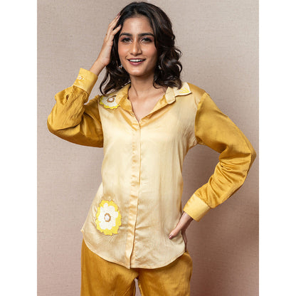 LABEL KIARSH Ombre Mustard Embellished Co-Ord (Set of 2)