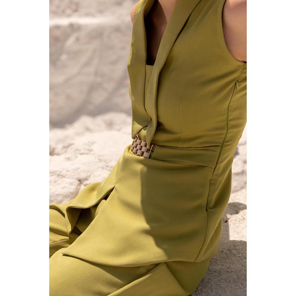 Label Iris Bahaar In Green Chain Top with Pant