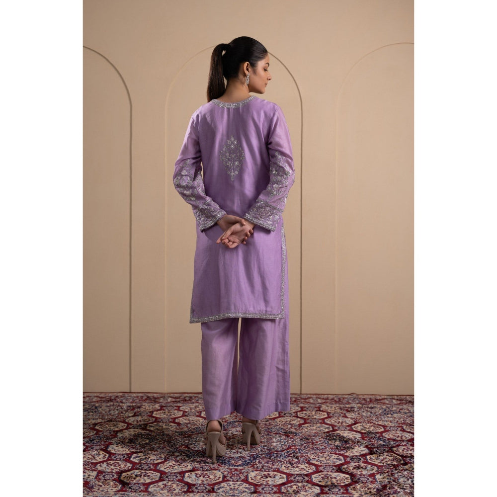 LABEL TANYA CHOPRA Lilac Chanderi Kurta and Trouser with Dupatta (Set of 3)