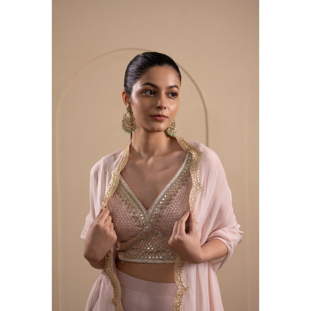LABEL TANYA CHOPRA Blush Pink Blouse and Sharara with Dupatta (Set of 3)
