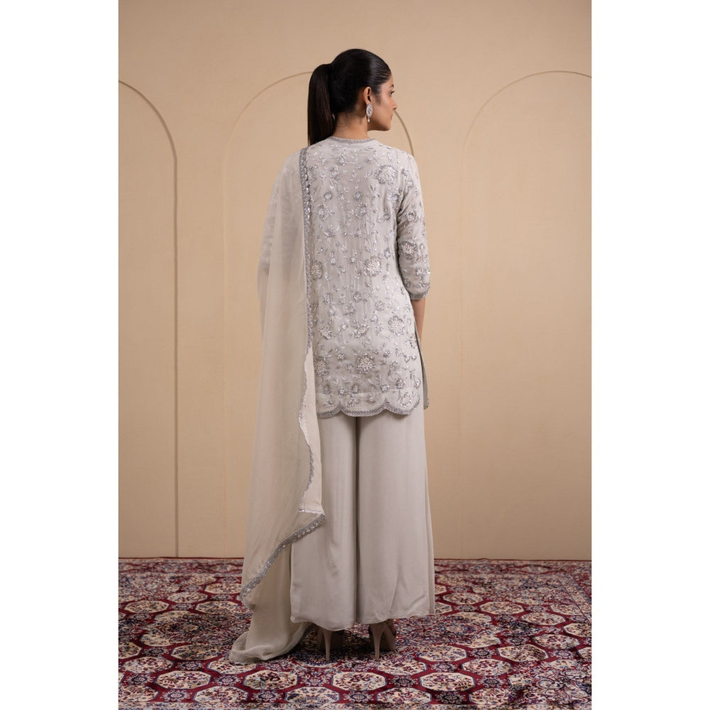 LABEL TANYA CHOPRA Powder Blue Kurta and Palazzos with Dupatta (Set of 3)